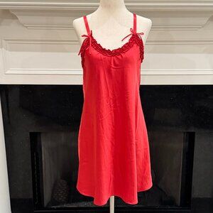 Oscar de la Renta Pink Label Red Satin Chemise – Size Small